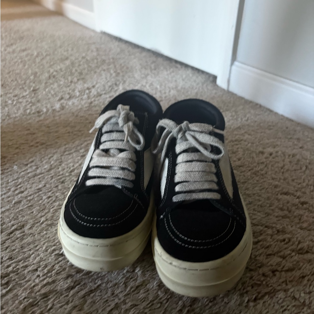 Rick Owens Black and Cream Sneakers - Picture 2 of 4